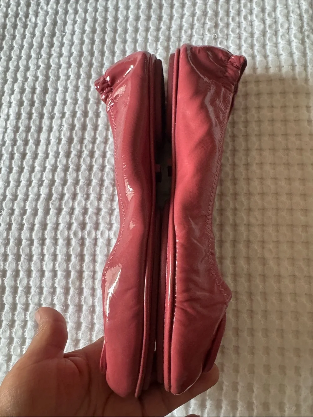 Tory Burch Red Patent Leather Logo Ballet Flats